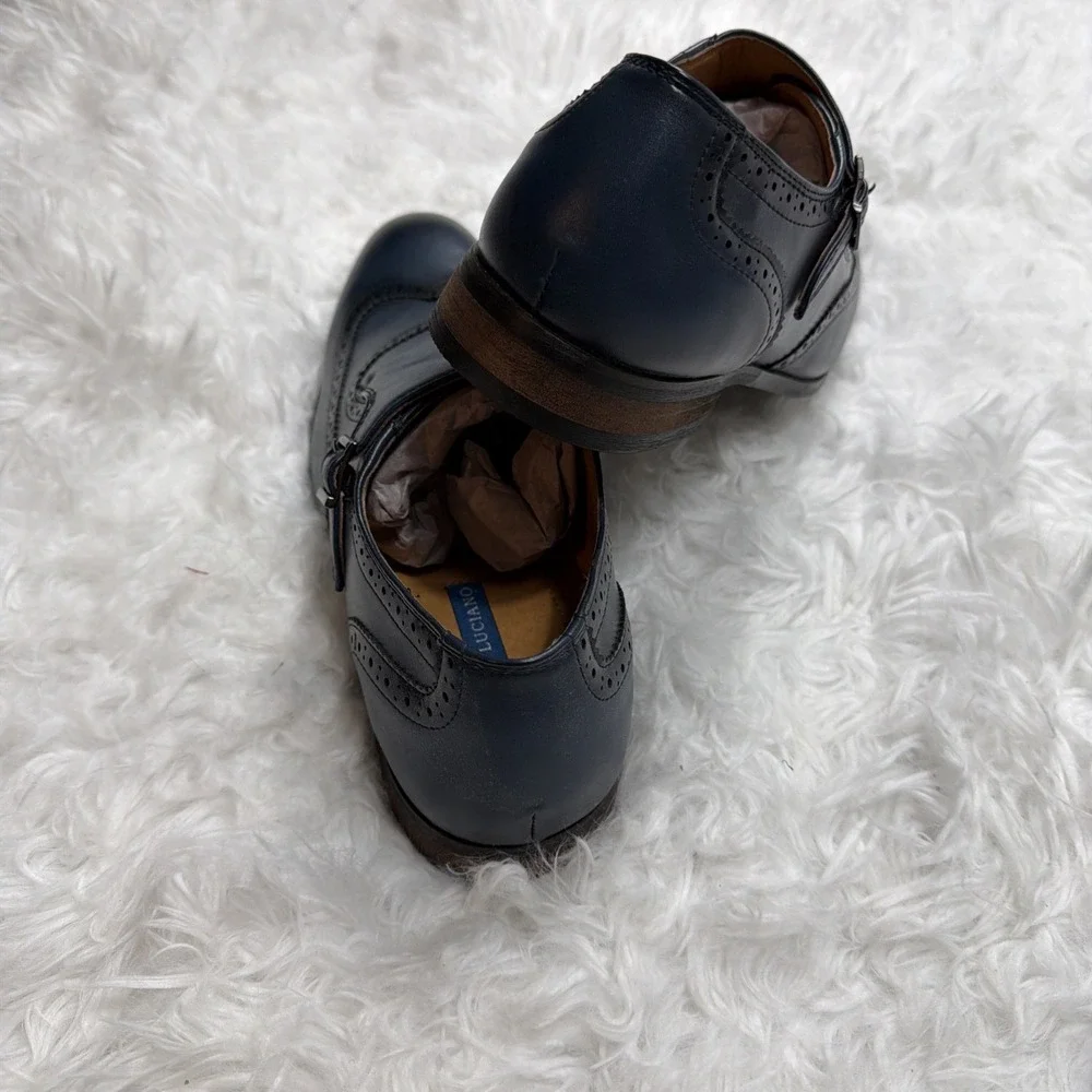Mens Monk Strap Dress Shoes Leather Size 9 Formal Wedding Office Santino Luciano
